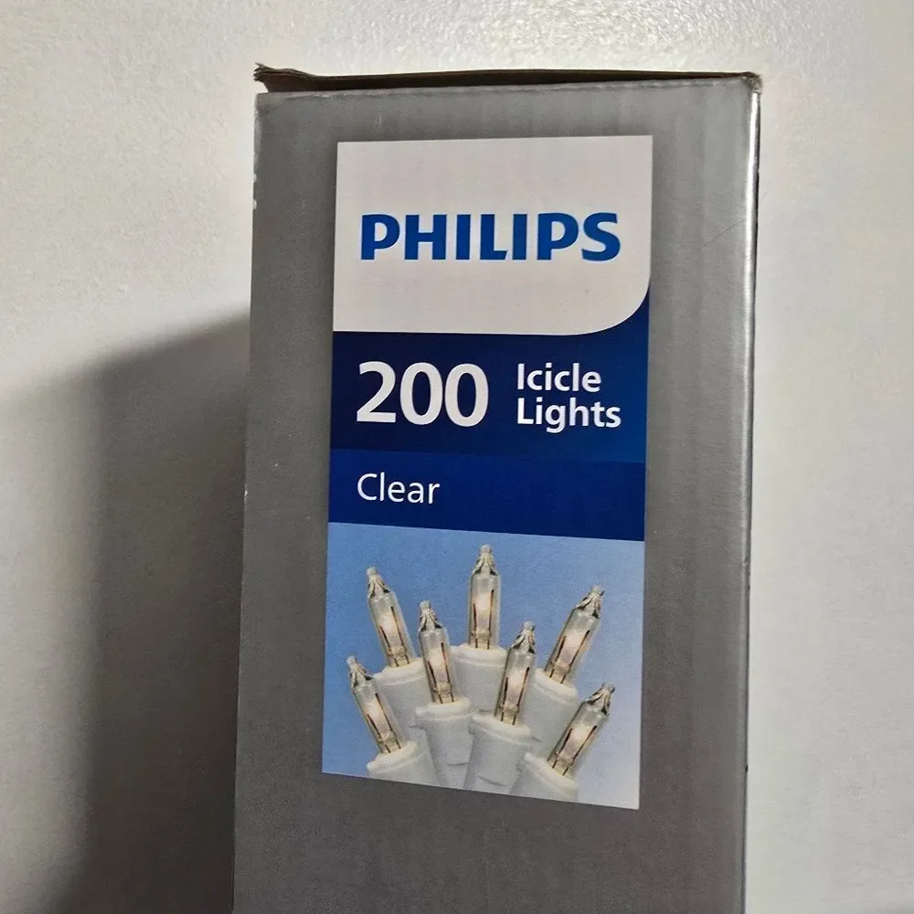 200ct Philips Heavy Duty Incandescent Smooth Mini Icicle Lights with White Wire